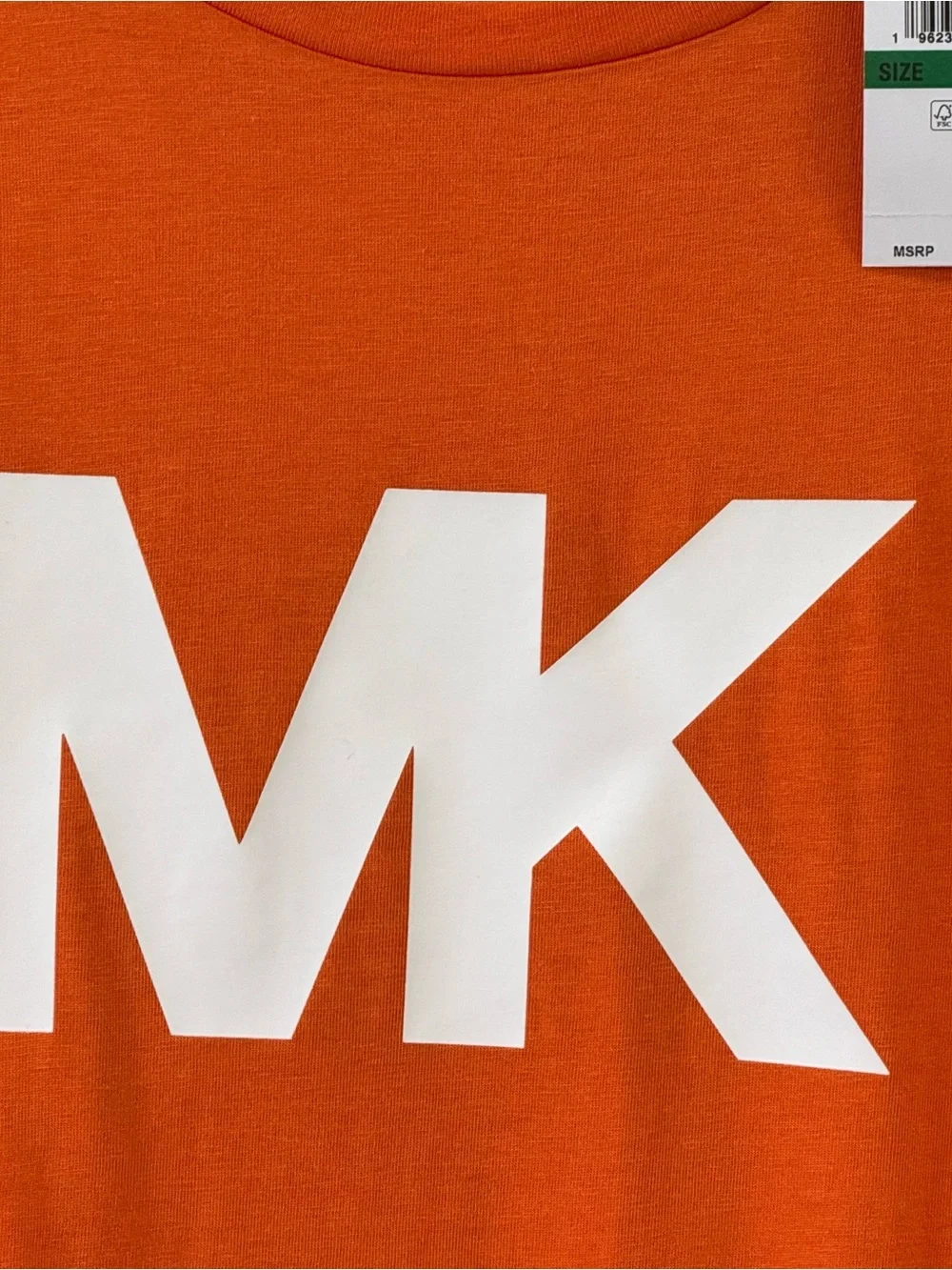 Michael Kors Orange Short-Sleeve Tee with White MK Logo